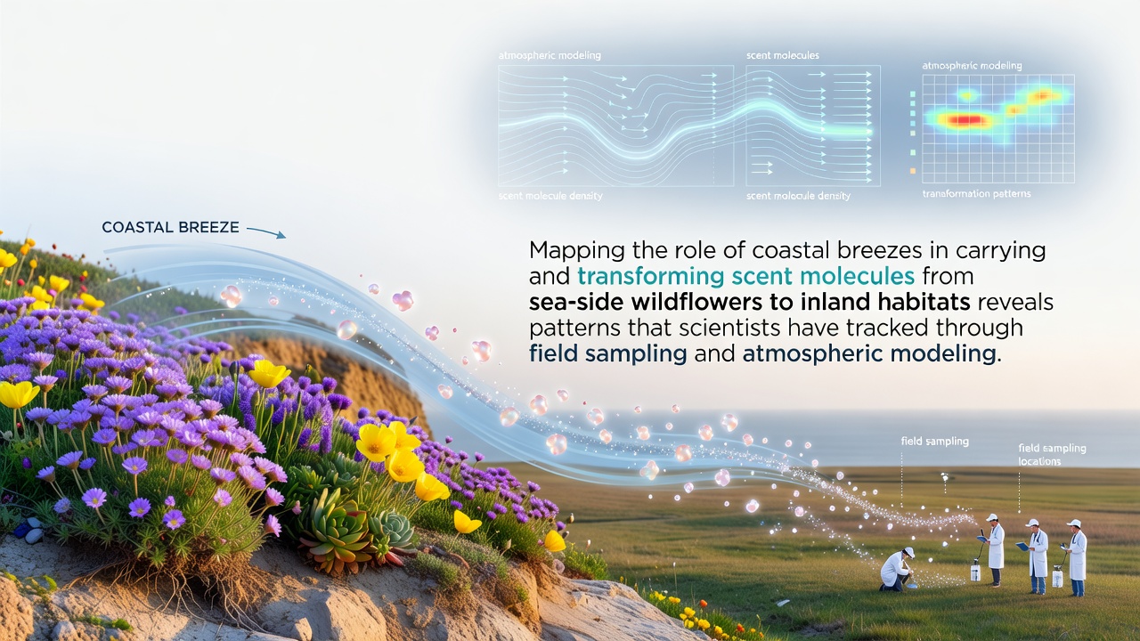 Coastal Breezes Transport Scent Molecules from Seaside Wildflowers to Inland Habitats